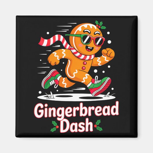 Christmas Gingerbread Dash Running Runner Xmas Mar Magneet (Voorkant)