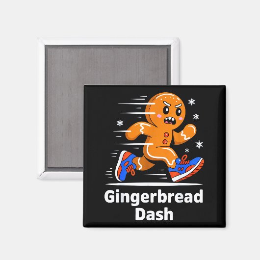 Christmas Gingerbread Dash Running Runner Xmas Mar Magneet (Voorkant / Achterkant)