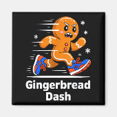 Christmas Gingerbread Dash Running Runner Xmas Mar Magneet (Voorkant)