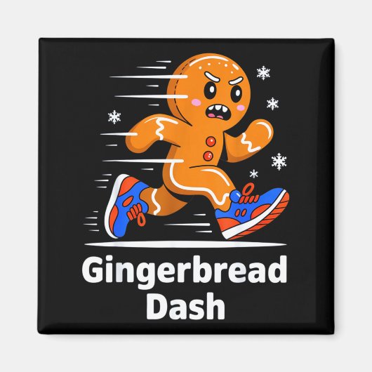 Christmas Gingerbread Dash Running Runner Xmas Mar Magneet (Voorkant)