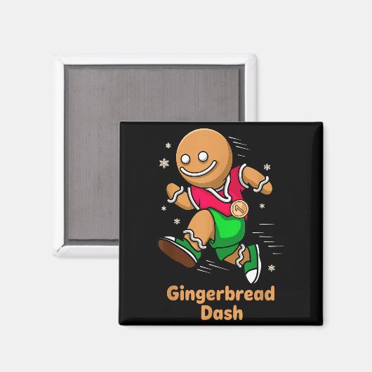 Christmas Gingerbread Dash Running Runner Xmas Mar Magneet (Voorkant / Achterkant)