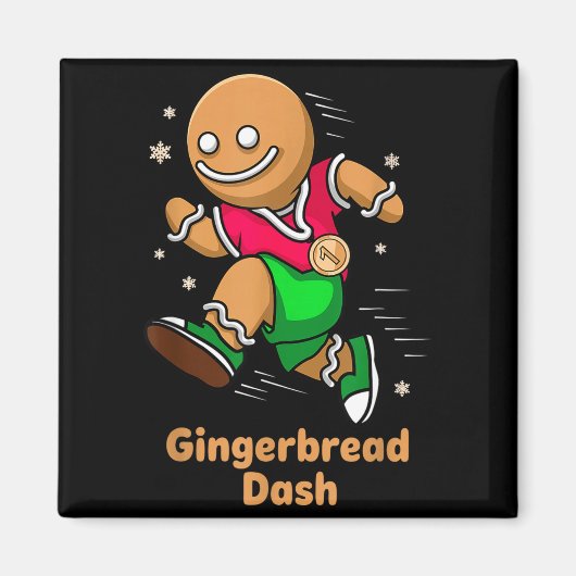 Christmas Gingerbread Dash Running Runner Xmas Mar Magneet (Voorkant)