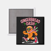 Christmas Gingerbread Dash Running Runner Xmas Mar Magneet (Voorkant / Achterkant)