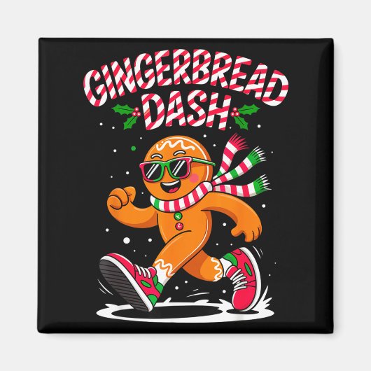 Christmas Gingerbread Dash Running Runner Xmas Mar Magneet (Voorkant)
