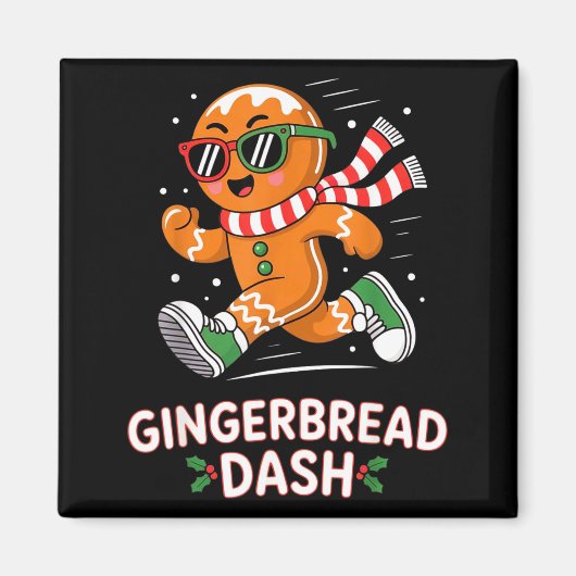 Christmas Gingerbread Dash Running Runner Xmas Mar Magneet (Voorkant)