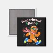 Christmas Gingerbread Dash Running Runner Xmas Mar Magneet (Voorkant / Achterkant)
