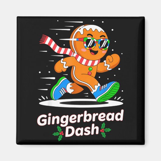 Christmas Gingerbread Dash Running Runner Xmas Mar Magneet (Voorkant)