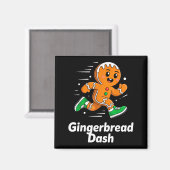 Christmas Gingerbread Dash Running Runner Xmas Mar Magneet (Voorkant / Achterkant)