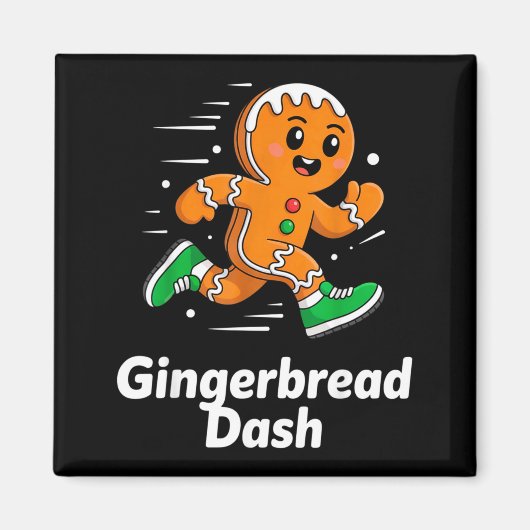 Christmas Gingerbread Dash Running Runner Xmas Mar Magneet (Voorkant)