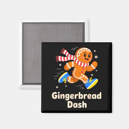 Christmas Gingerbread Dash Running Runner Xmas Mar Magneet (Voorkant / Achterkant)