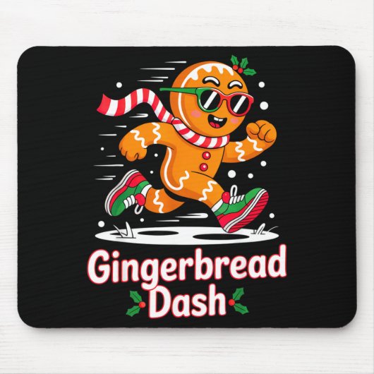 Christmas Gingerbread Dash Running Runner Xmas Mar Muismat (Voorkant)