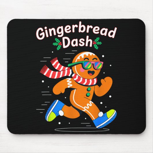 Christmas Gingerbread Dash Running Runner Xmas Mar Muismat (Voorkant)