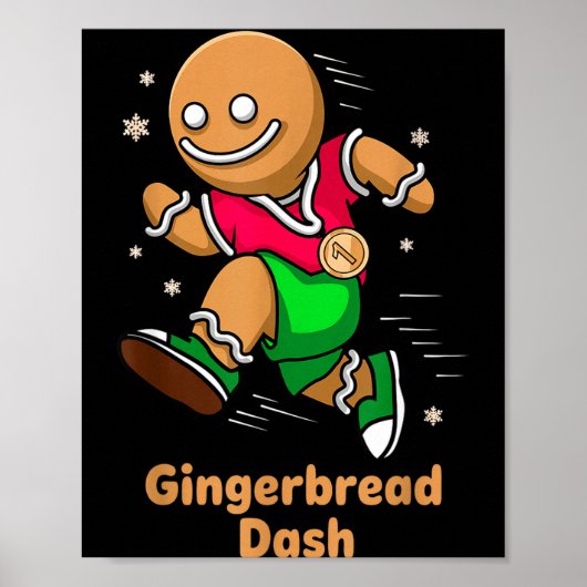 Christmas Gingerbread Dash Running Runner Xmas Mar Poster (Voorkant)