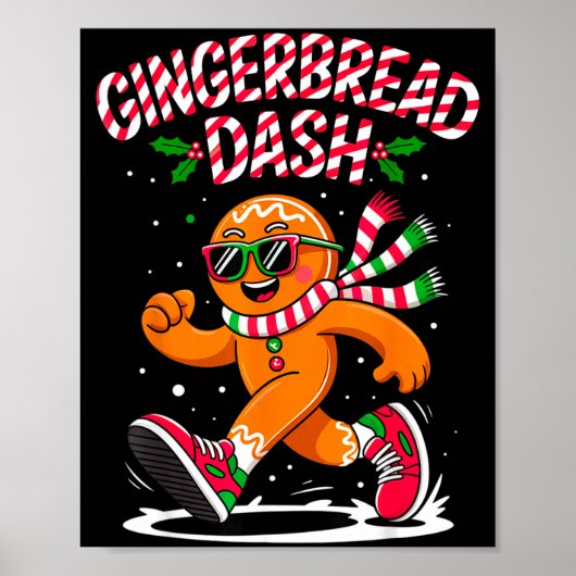 Christmas Gingerbread Dash Running Runner Xmas Mar Poster (Voorkant)