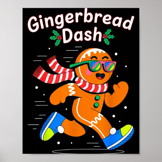 Christmas Gingerbread Dash Running Runner Xmas Mar Poster (Voorkant)