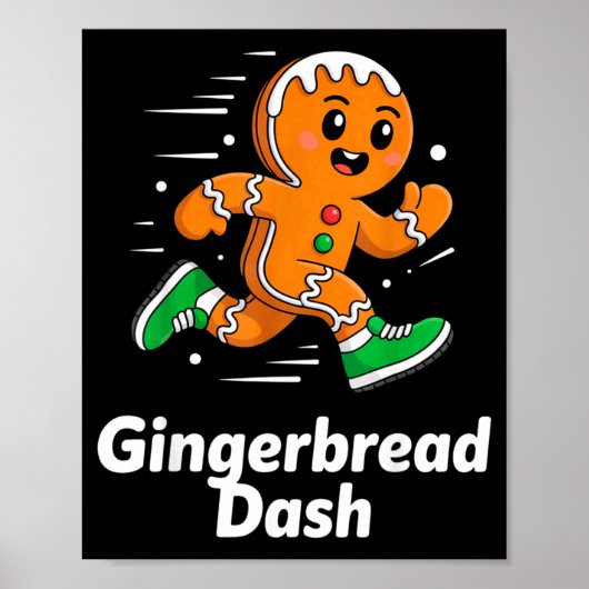 Christmas Gingerbread Dash Running Runner Xmas Mar Poster (Voorkant)
