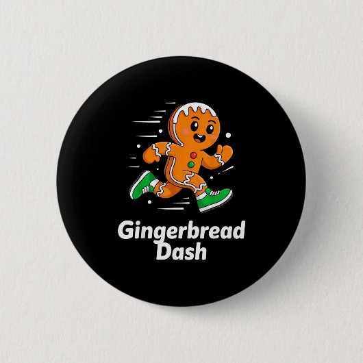 Christmas Gingerbread Dash Running Runner Xmas Mar Ronde Button 5,7 Cm (Voorkant)