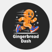 Christmas Gingerbread Dash Running Runner Xmas Mar Ronde Sticker (Voorkant)