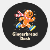 Christmas Gingerbread Dash Running Runner Xmas Mar Ronde Sticker (Voorkant)