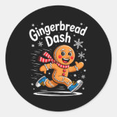 Christmas Gingerbread Dash Running Runner Xmas Mar Ronde Sticker (Voorkant)