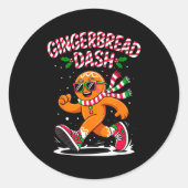 Christmas Gingerbread Dash Running Runner Xmas Mar Ronde Sticker (Voorkant)