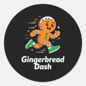 Christmas Gingerbread Dash Running Runner Xmas Mar Ronde Sticker (Voorkant)