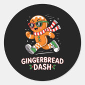 Christmas Gingerbread Dash Running Runner Xmas Mar Ronde Sticker (Voorkant)
