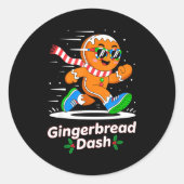 Christmas Gingerbread Dash Running Runner Xmas Mar Ronde Sticker (Voorkant)