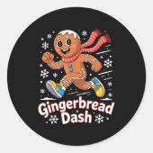 Christmas Gingerbread Dash Running Runner Xmas Mar Ronde Sticker (Voorkant)