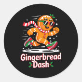Christmas Gingerbread Dash Running Runner Xmas Mar Ronde Sticker (Voorkant)