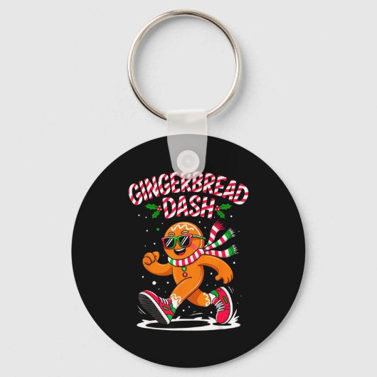 Christmas Gingerbread Dash Running Runner Xmas Mar Sleutelhanger (Voorkant)