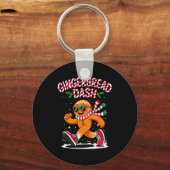 Christmas Gingerbread Dash Running Runner Xmas Mar Sleutelhanger (Voorkant)