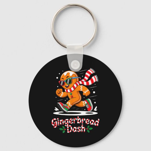 Christmas Gingerbread Dash Running Runner Xmas Mar Sleutelhanger (Voorkant)