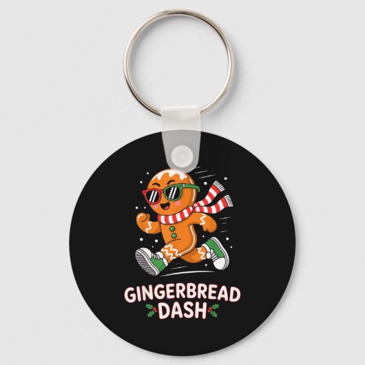 Christmas Gingerbread Dash Running Runner Xmas Mar Sleutelhanger (Voorkant)