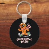 Christmas Gingerbread Dash Running Runner Xmas Mar Sleutelhanger (Voorkant)