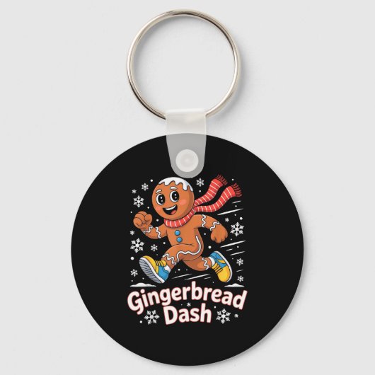 Christmas Gingerbread Dash Running Runner Xmas Mar Sleutelhanger (Voorkant)