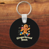 Christmas Gingerbread Dash Running Runner Xmas Mar Sleutelhanger (Voorkant)