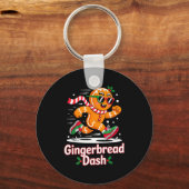 Christmas Gingerbread Dash Running Runner Xmas Mar Sleutelhanger (Voorkant)