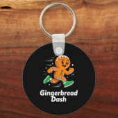 Christmas Gingerbread Dash Running Runner Xmas Mar Sleutelhanger (Voorkant)