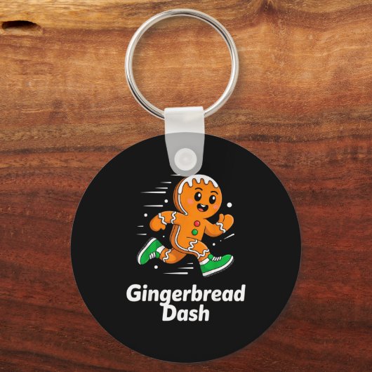 Christmas Gingerbread Dash Running Runner Xmas Mar Sleutelhanger (Voorkant)