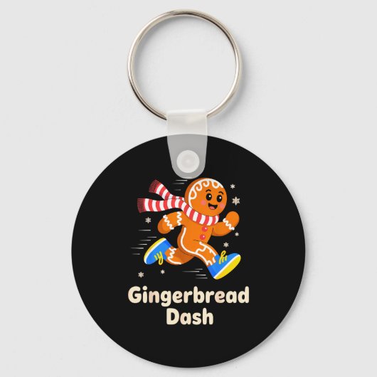 Christmas Gingerbread Dash Running Runner Xmas Mar Sleutelhanger (Voorkant)