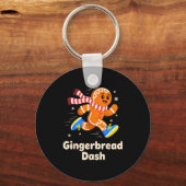 Christmas Gingerbread Dash Running Runner Xmas Mar Sleutelhanger (Voorkant)