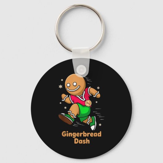 Christmas Gingerbread Dash Running Runner Xmas Mar Sleutelhanger (Voorkant)