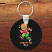 Christmas Gingerbread Dash Running Runner Xmas Mar Sleutelhanger (Voorkant)