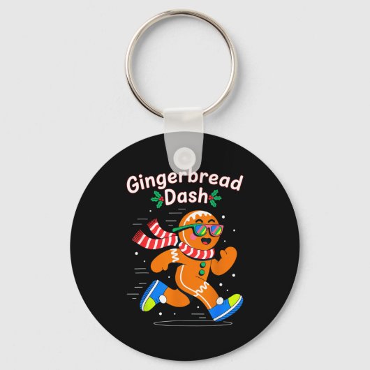 Christmas Gingerbread Dash Running Runner Xmas Mar Sleutelhanger (Voorkant)