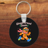 Christmas Gingerbread Dash Running Runner Xmas Mar Sleutelhanger (Voorkant)