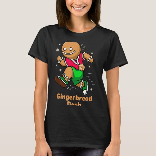 Christmas Gingerbread Dash Running Runner Xmas Mar T-shirt (Voorkant)