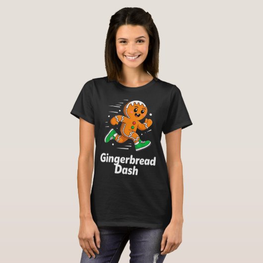 Christmas Gingerbread Dash Running Runner Xmas Mar T-shirt (Voorkant volledig)
