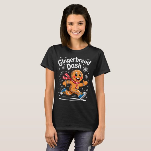 Christmas Gingerbread Dash Running Runner Xmas Mar T-shirt (Voorkant volledig)