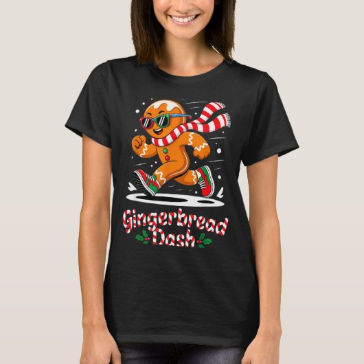Christmas Gingerbread Dash Running Runner Xmas Mar T-shirt (Voorkant)